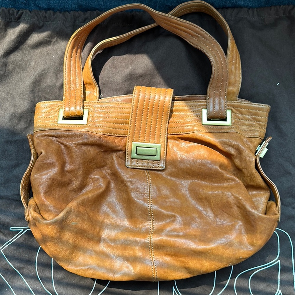 Kooba Natasha camel Italian Leather Tote bag purse